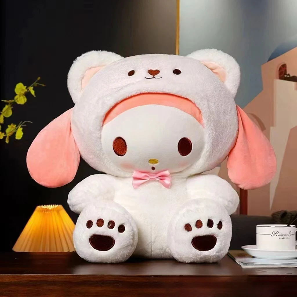 Miniso 25cm juguete de peluche Hello Kitty Cinnamonroll Pochacco Kuromi Plushie juguetes de peluche lindo muñeco de dibujos animados regalo de cumpleaños