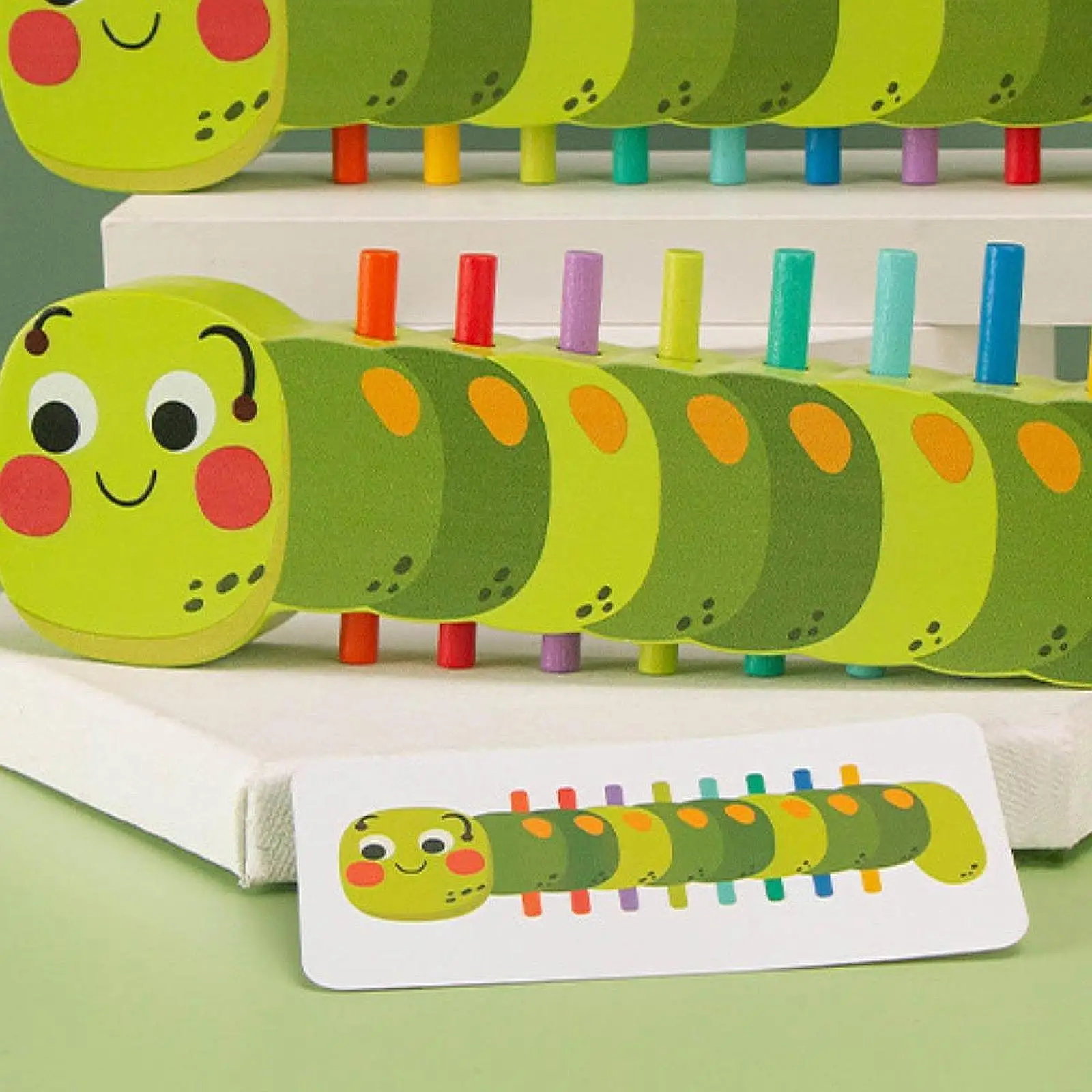 木製毛虫カラーマッチングおもちゃ色分類早期教育感覚教育玩具子供のためのパーティーの好意