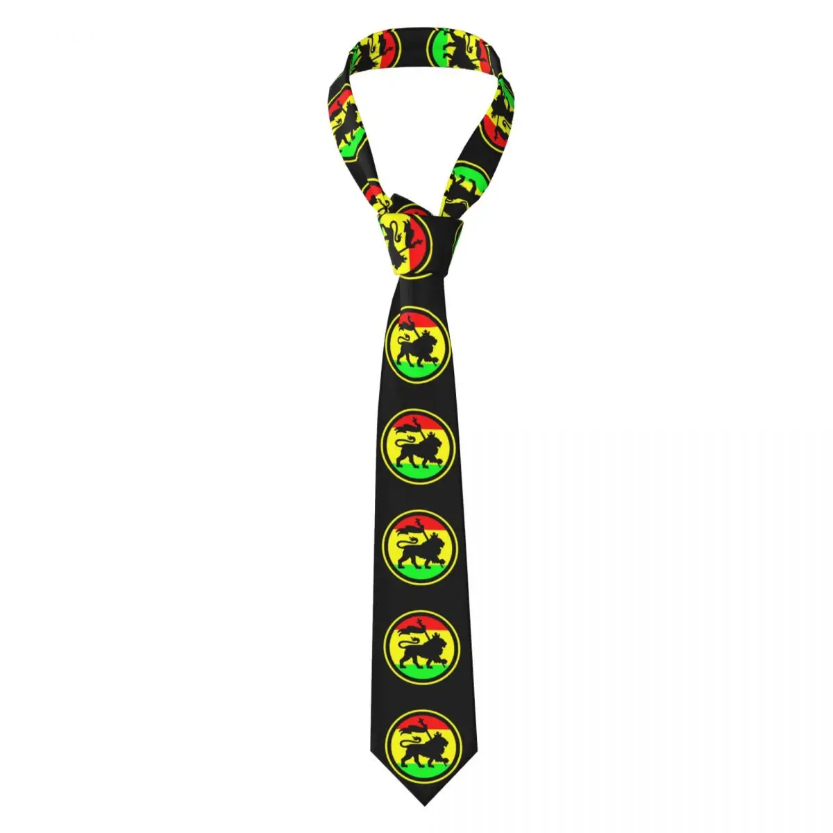 Lion Of Judah Rasta Jamaican Reggae Necktie for Men Silk Polyester Slim Neck Ties Party Suits Tie Casual Gravatas