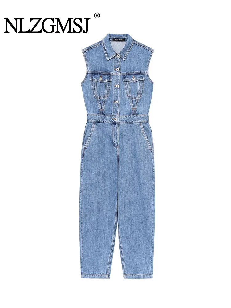 

2025 Summer Woman's Jeans Jumpsuit Sleeveless High Waist Denim Bodysuit Fashion Playsuit Jumpsuits