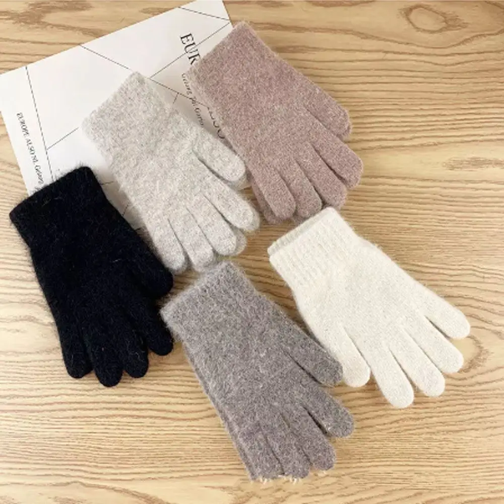 Winter Warme Gestrickte Voll Finger Handschuhe Frauen Männer Feste Woolen Fäustlinge Dicke Warme Radfahren Fahren Handschuhe