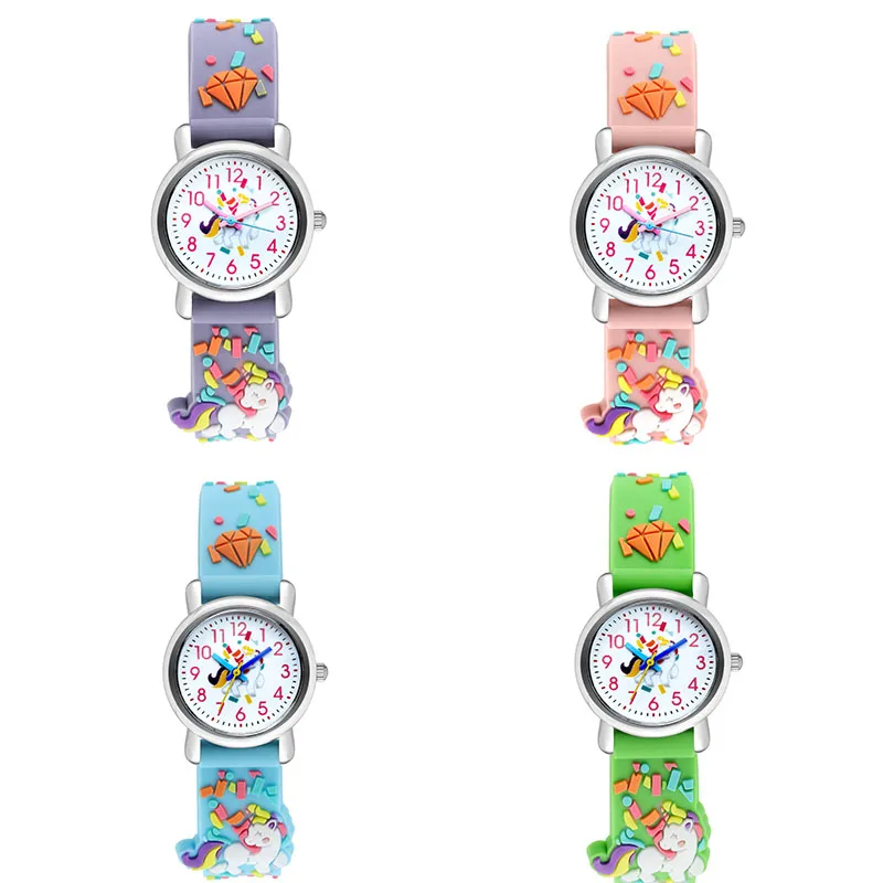 Mingchuang Youpin Cartoon Anime Character Cute Unicorn Pattern Silicon Tape Quartz Watch as a Birthday Gift for Children