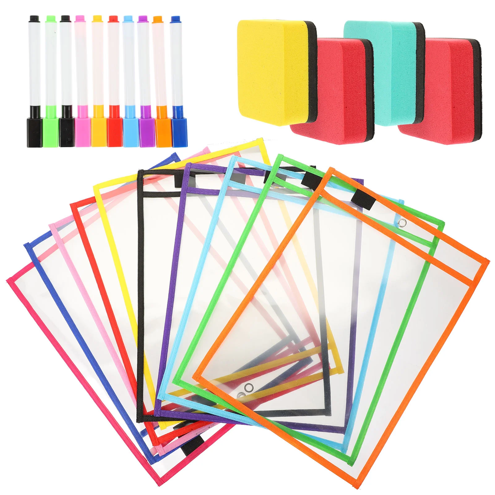 1Set Dry Erase Pocket Children Reusable Clear File Sleeve Professional Sheet Protector Daily Use Convenient Transparent Dry