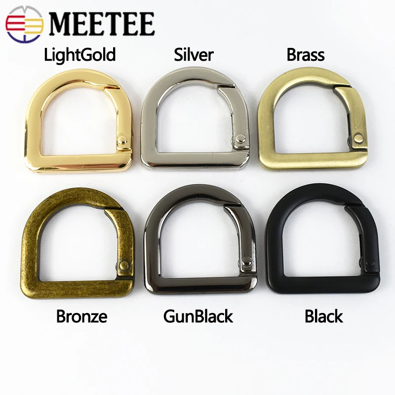 5/10/20Pcs Meetee 20mm D Spring Rings Metal Open Ring Buckles Bag Strap Keychain Clasp for Bags Hardware Leather Accessories