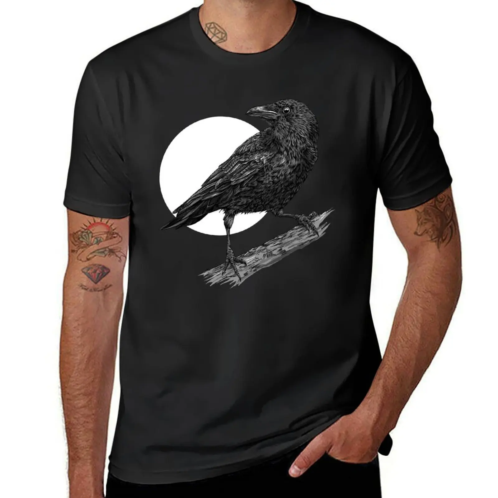 Crow art T-Shirt vintage sports fans Blouse Short sleeve tee men