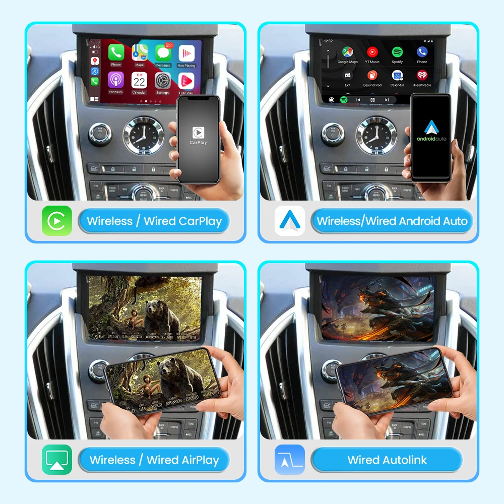 JoyeAuto Interface for Cadillac CTS Retractable Screen 2009-2012 Wireless CarPlay Android Auto Module Mirror-Link Car AirPlay