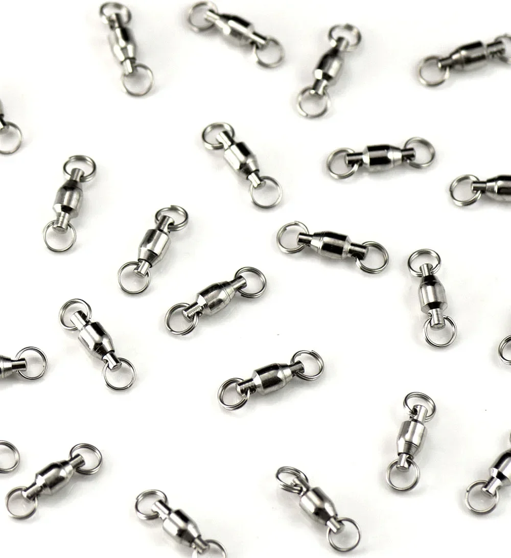 Coutbass 50pcs Super Ball Bearing Swivel with Split Rings Connector, Size 1,2,3,4  Fishing Accessories