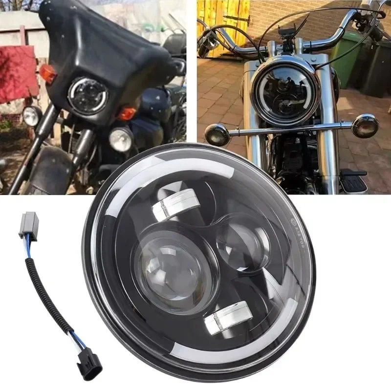 

7 Inch Universal Cafe Racer Round Motorcycle LED Headlight Headlamp Refit 7'' Front Head Lamp For Chooper Bobber