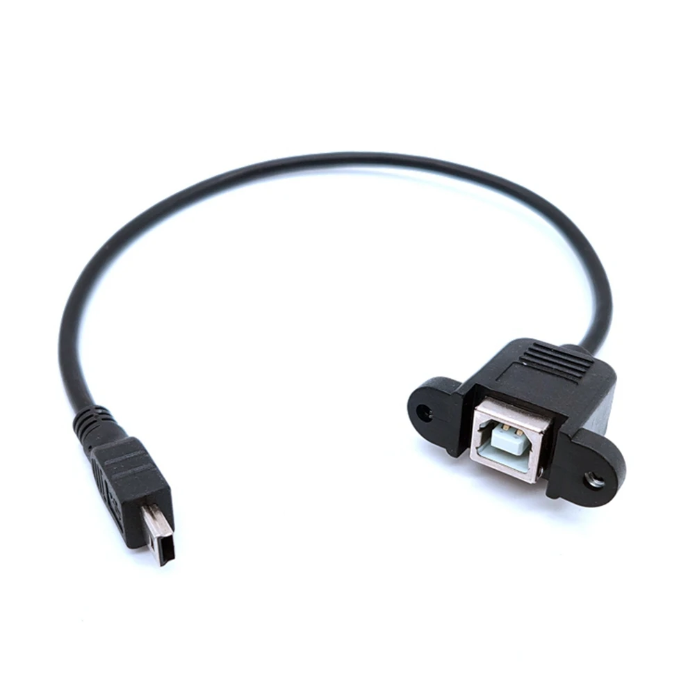 

Mini USB to USB 2.0 B-type female cable extension cable with panel mounting screw hole locking connector adapter 0.3 M 0.5 M