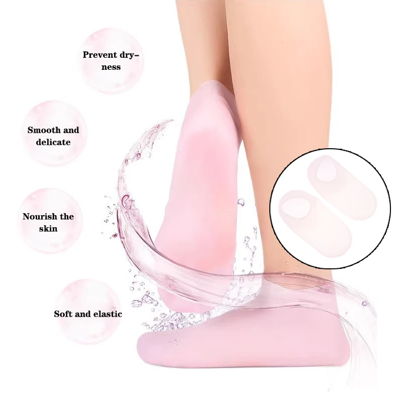 Calcetines de silicona para el cuidado de los pies, antigrietas Gel hidratante, Protector para eliminar la piel muerta agrietada, alivio del dolor, herramientas de pedicura