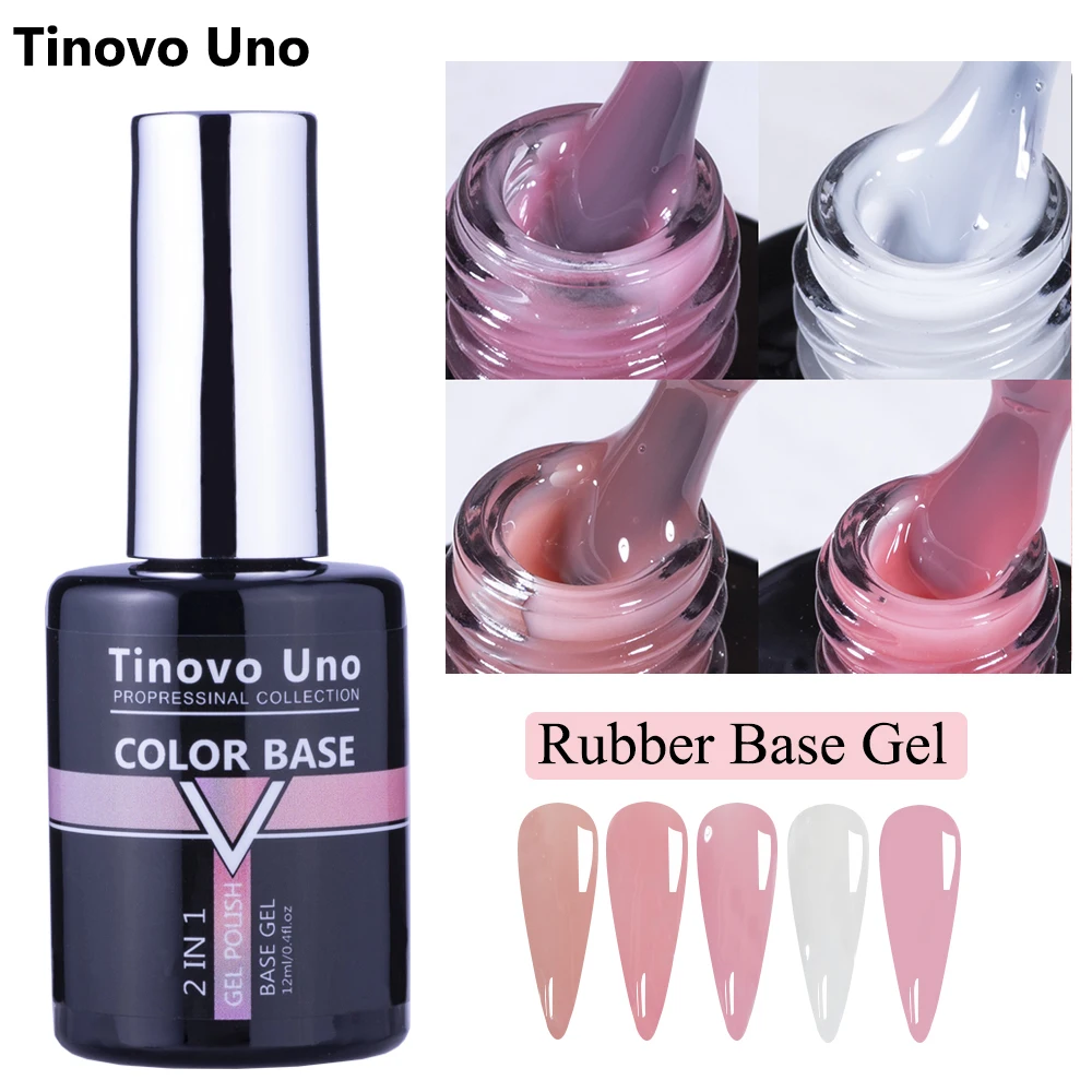 Tinovo Uno Color Rubber Base Gel Nail Polish 12ML Strong Nude Base Gel Varnish Semi Permanent UV/LED Resin Manicure Nails Art