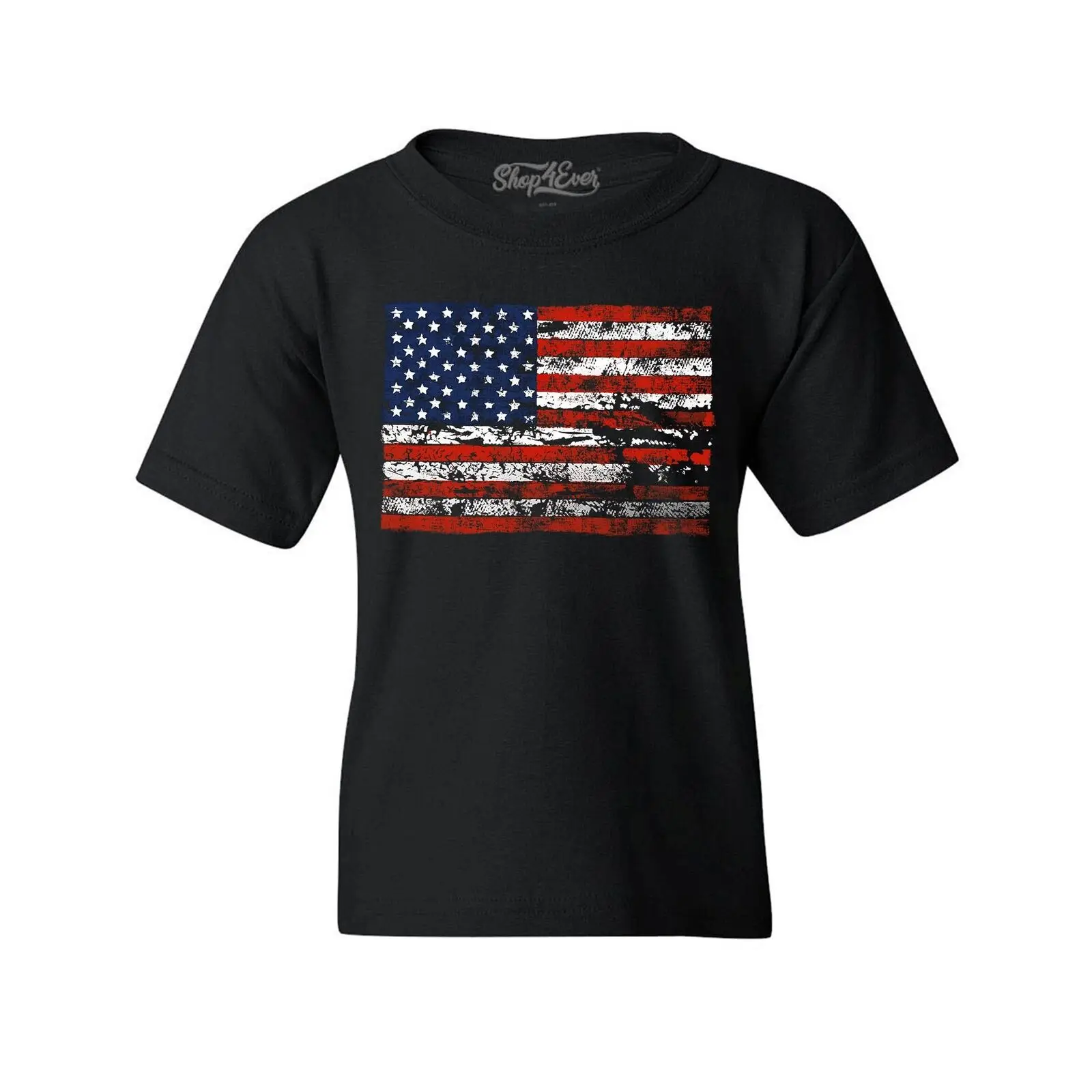 Distressed American Flag Horizontal Youth's T-Shirt Patriotic Shirts