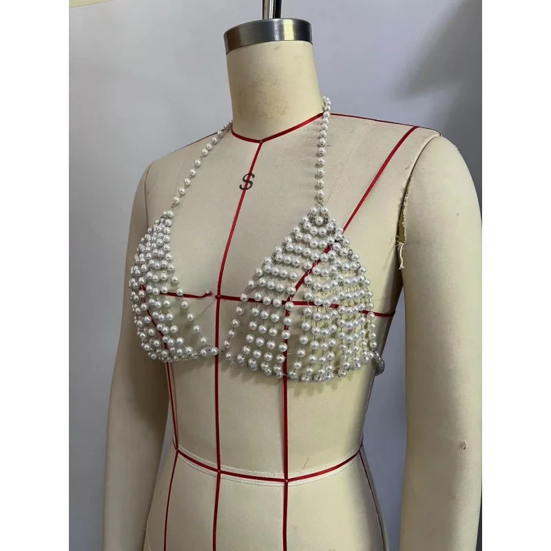 Perlen-Bodykette für Damen, handgefertigtes, perlenbesetztes, hohles Crop-Top, Body-Accessoire für Fotoshootings, Hochzeiten, Clubwear, Dropshipping – Detail 4
