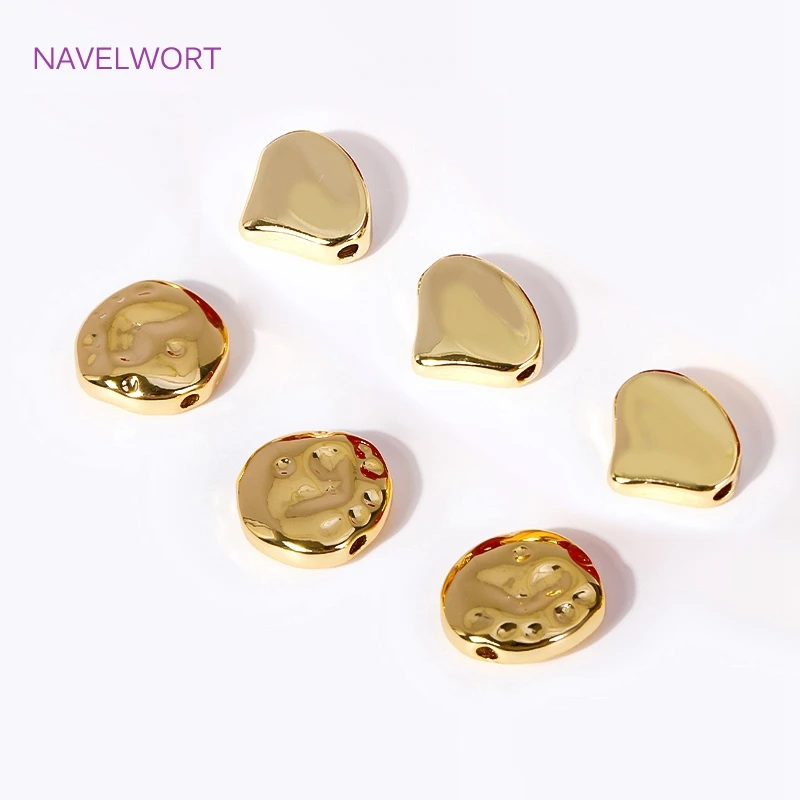 Trendy 18K Gold Plated Heart Spacer Beads,Supplies For Jewelry,Brass Flat Loose Beads DIY Bracelet Necklace Making Accessories