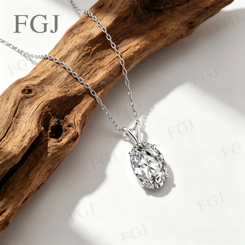 1CT 4,5CT Ovaler D VVS1 Moissanit-Anhänger Halskette 925 Sterling Silber 14K Vergoldet Hochwertige Feine Schmuckgeschenke für Frauen – Detail 11