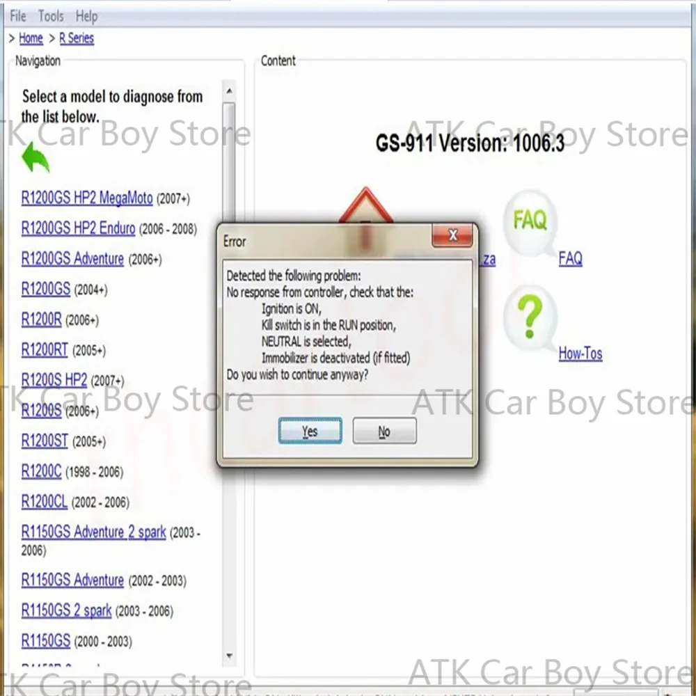 Fault Finding Tool GS-911 Software Version V1006.3 Support ECU For B-MW Motorcycle Diagnostic Fault Codes Before 2010 Latest