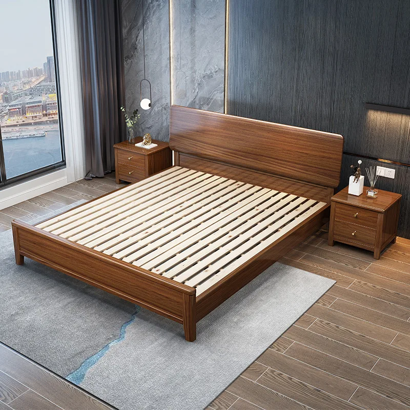 

Nordic solid wood bed, bedroom furniture single double bed, hotel master bedroom