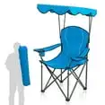 

Alpha Joy Folding Canopy Chair Beach Camping Chair With Cup Holder And Storage Bag Suitable For Outdoor Camping Fish, Cyan Blue