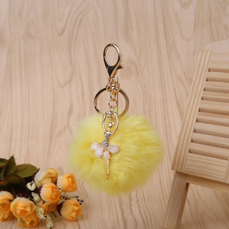 Bonito Rabbit Fur Ball Celular Carro Chaveiro Pingente Bolsa para Chave