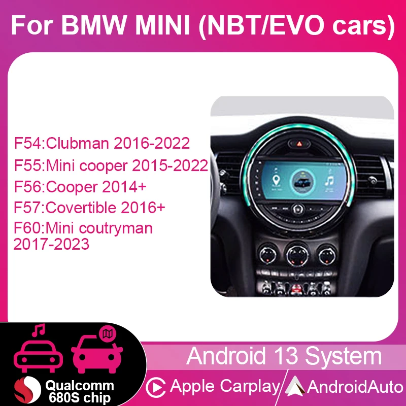 

OME Stye Android 13 Carplay For BMW Mini Cooper F54 F55 F56 F57 F60 Radio Screen Multimedia Player Car Stereo GPS Navigation