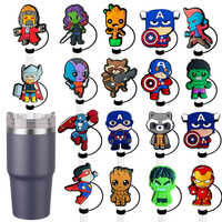 Hot sales Marvel The Avengers SuperHero Straw Cover Cap Drink Straw Plug Reusable Splash Proof Drinking Cup Straw Cap Accessorie