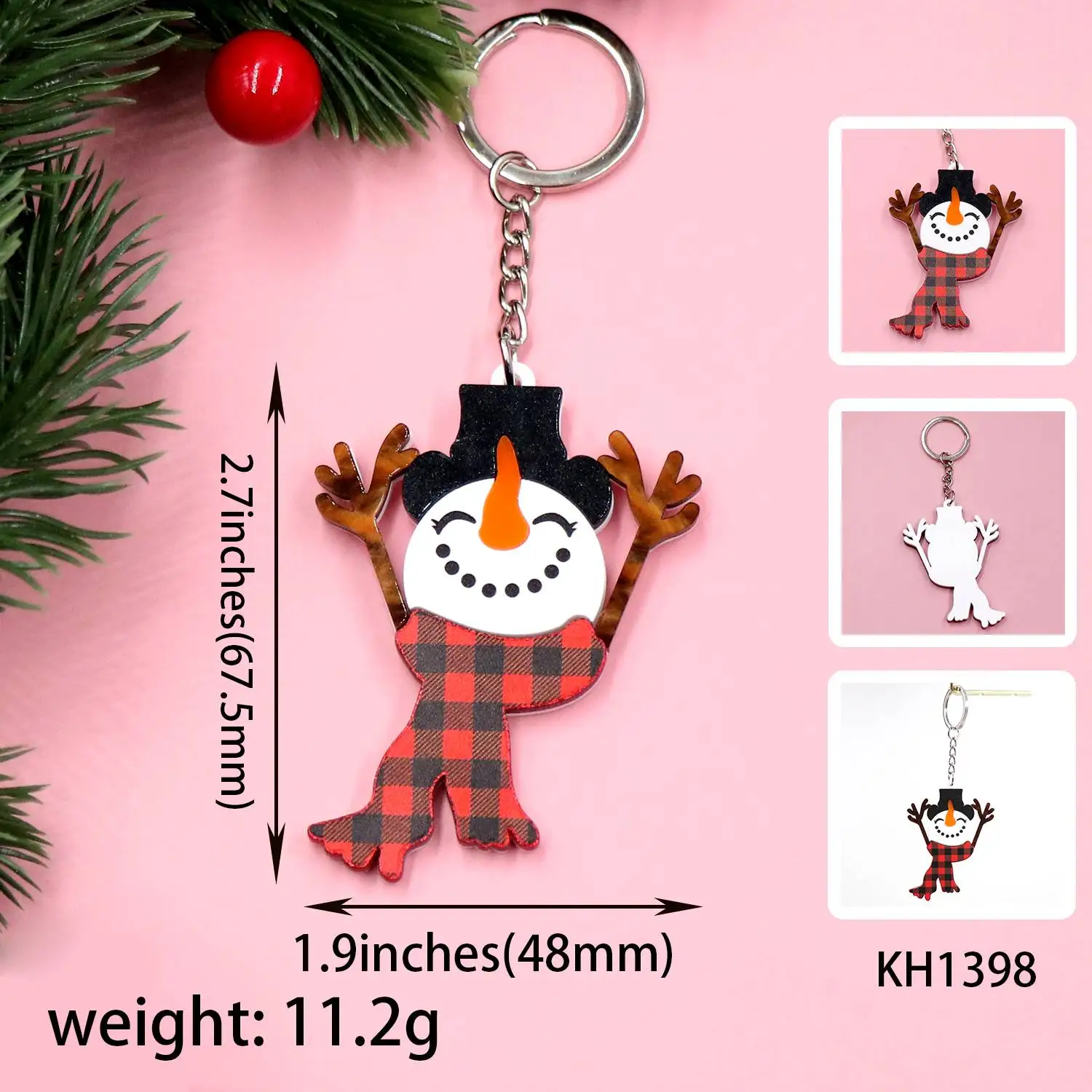 HYLKH1398 Christmas Snowman Keychain UV Printed Laser Cut Stainless Steel Metal Enamel Printed Alloy Souvenir keychain supplier