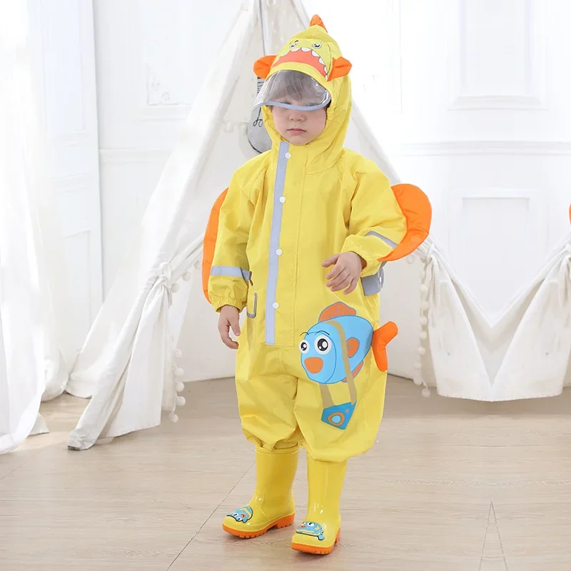 Kids Autumn Winter Thick Rain Coat Boy Children Girls Windproof Waterproof Jumpsuit Kindergarten Student Baby Raincoat