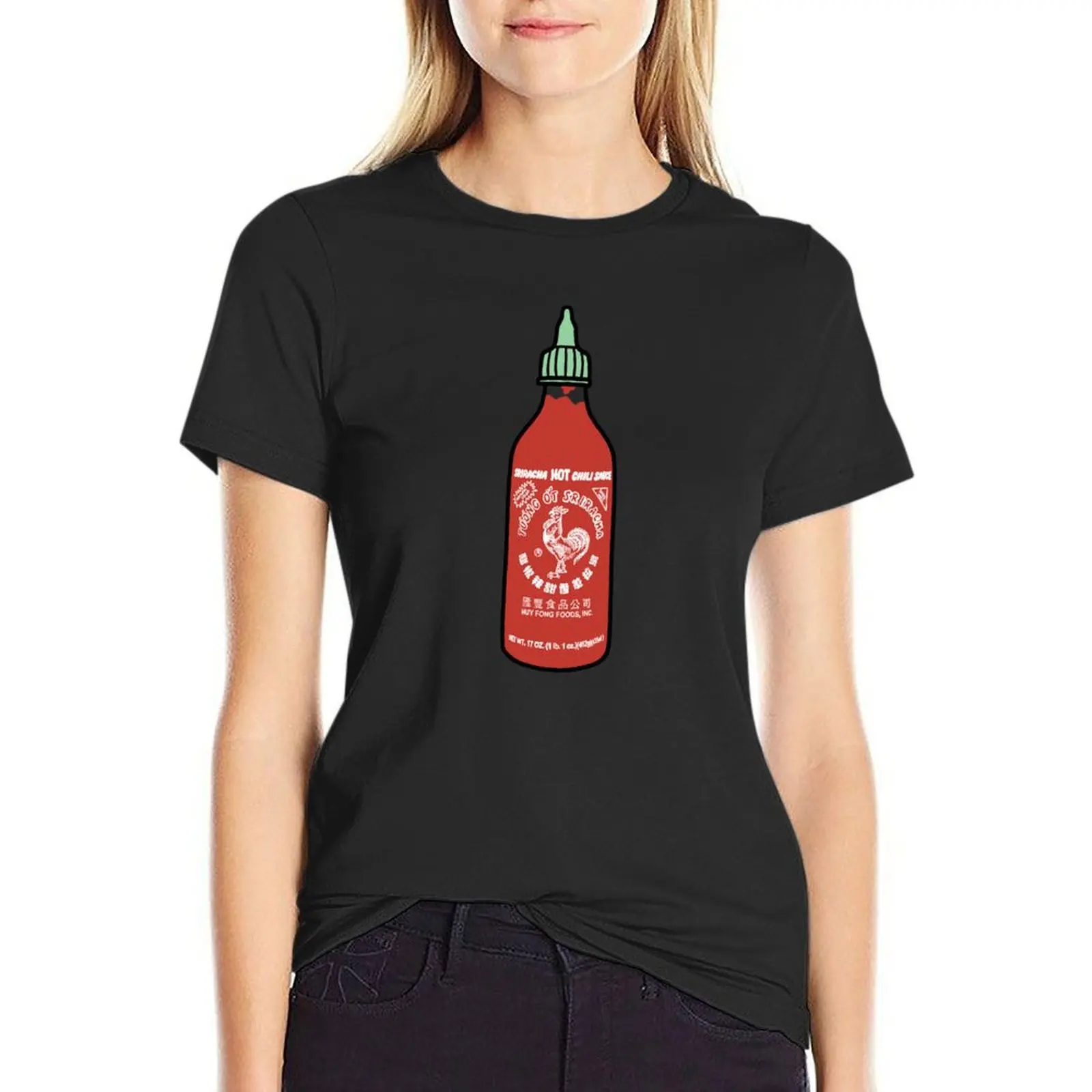 Siracha Hot Sauce T-Shirt anime Short sleeve tee white t-shirts for Women
