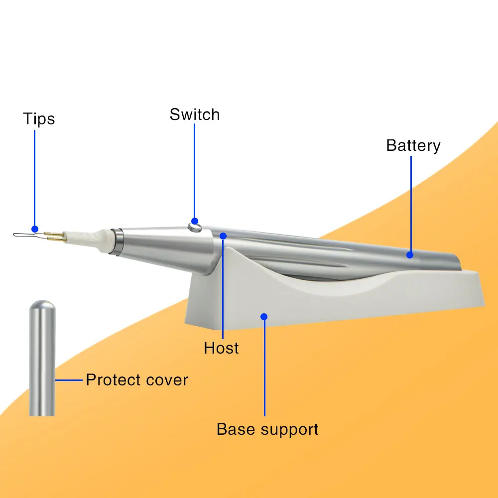 Exp 8 Tips Dental Gutta Percha Cutting Heated AA Battery Removable Model Teeth and Gum Cutter Electrocoagulation Hemostatic Pen