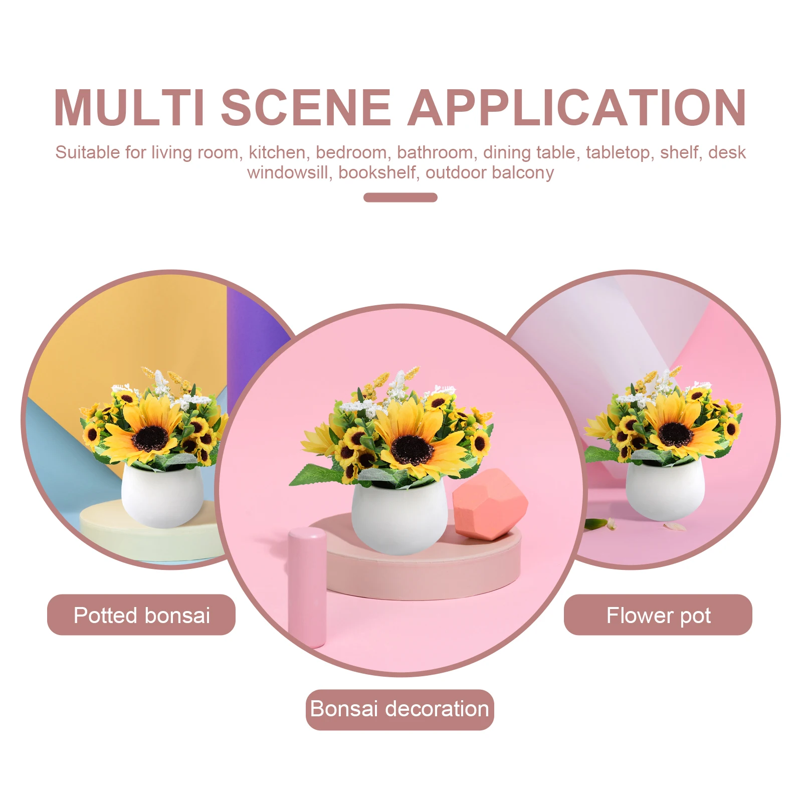 

Artificial Sunflower Pot Bonsai Realistic Potted Flower Decor for Home Office Desk Garden Indoor Decoration Simulation Plant