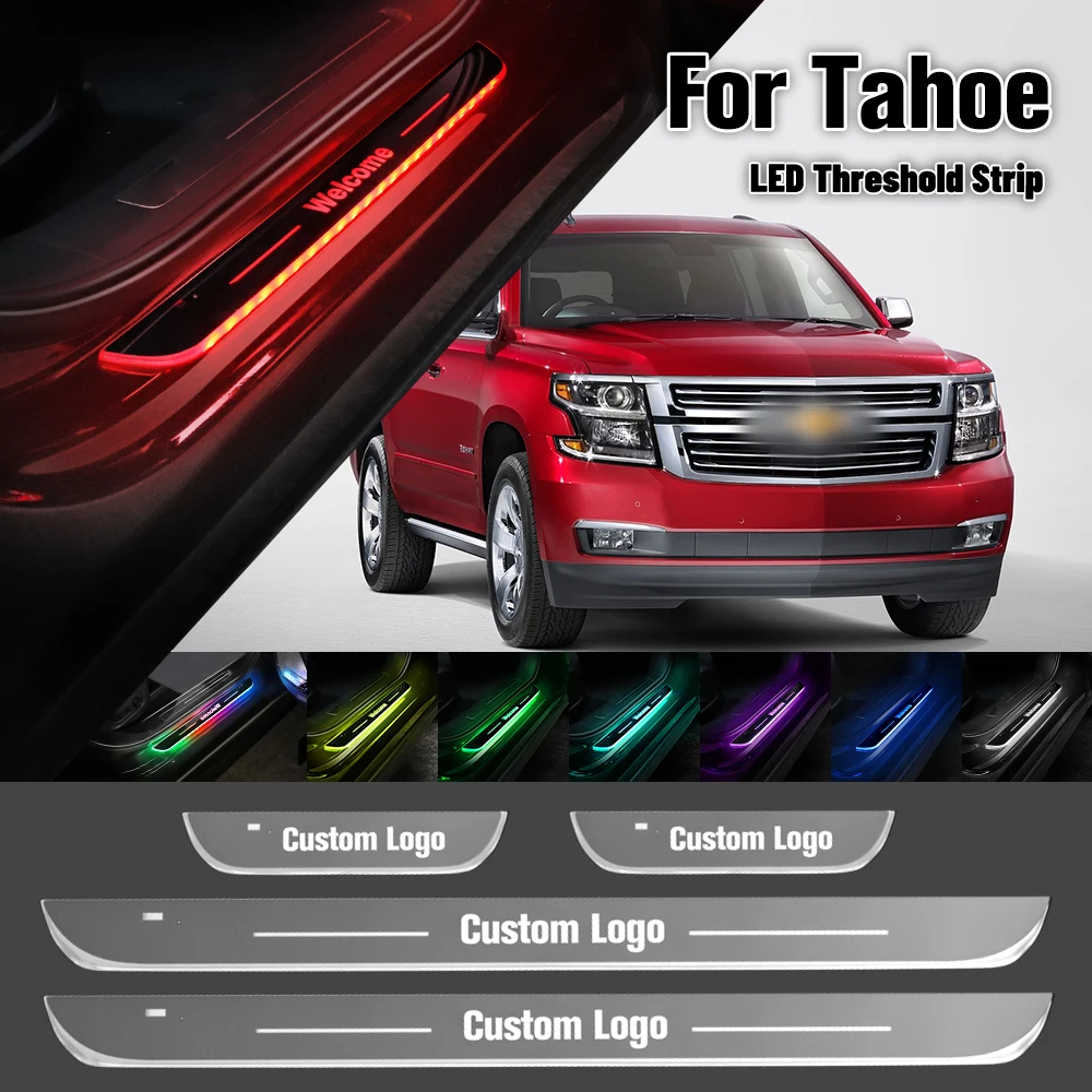 

For Chevrolet Tahoe MK2 2000-2020 Car Door Sill Light Customized Logo LED 2018 2019 Welcome Threshold Pedal Lamp Accessories