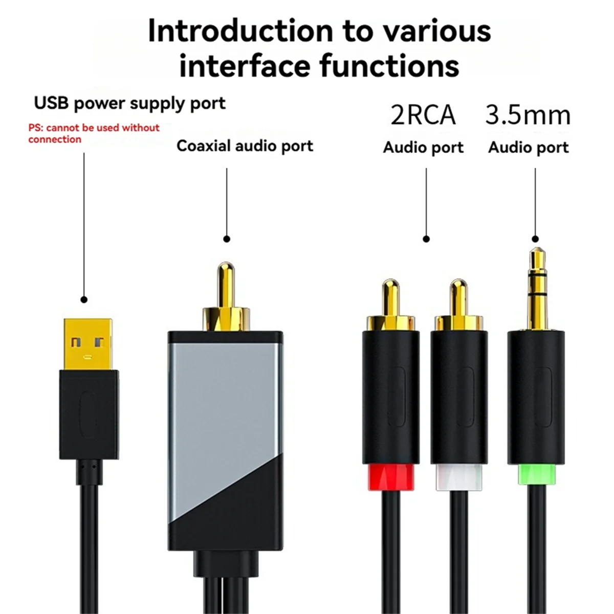 NEW!! Digital to Analog Audio Conversion Cable, Digital SPDIF Coaxial to Analog L/R RCA & 3.5mm Stereo Audio Cable, 3 Meter
