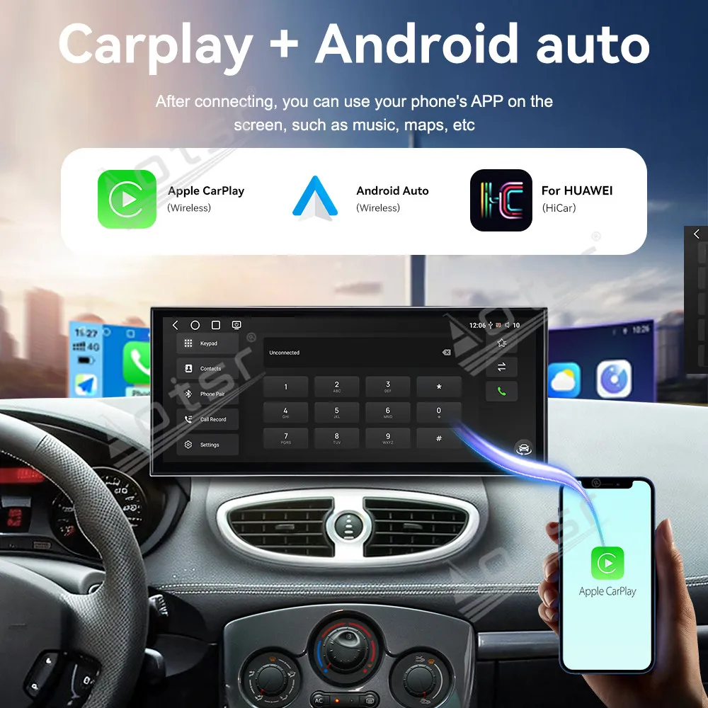 CarPlay 15.8'' Android 15 para Renault Clio III 2005-2014, Acessórios para Carro, Navegação GPS para Carro, Tela HD, Reprodutor Multimídia