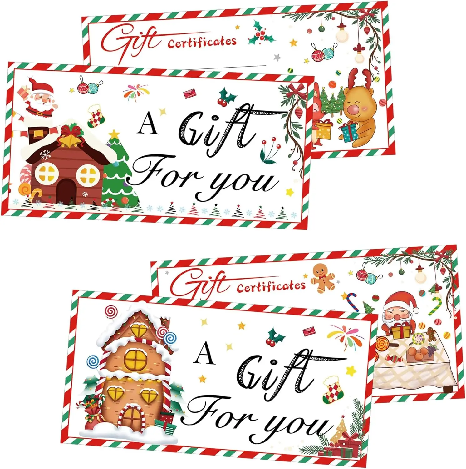 

40 упаковок сертификата на рождественские подарки 3,5x7 дюймов — сертификаты на Рождество, подарок с именем и адресом для личного применения