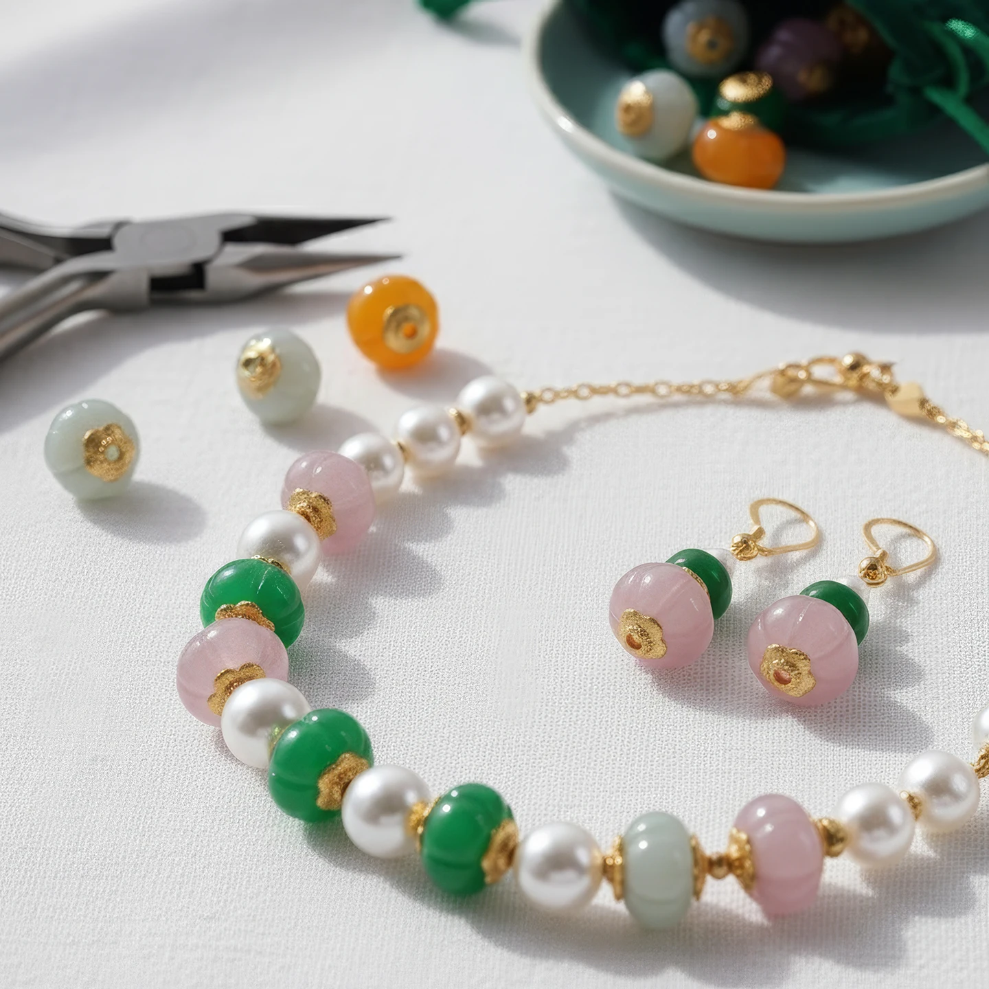 

1Pcs Colorful Lantern Shape Natural Stone Metal Copper Spacer Beads for Handmade DIY Earrings Jewelry Making Accessories