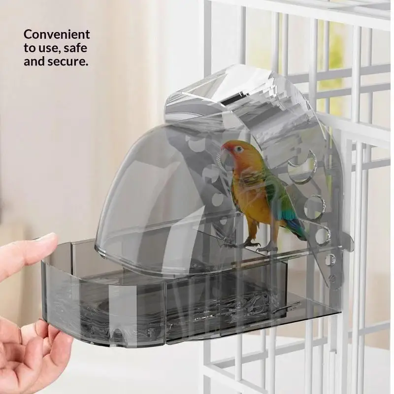 Grande boîte à bain pour oiseaux transparente avec tiroir amovible, légère et durable, cadeau idéal pour les amoureux des oiseaux et les propriétaires d'animaux
