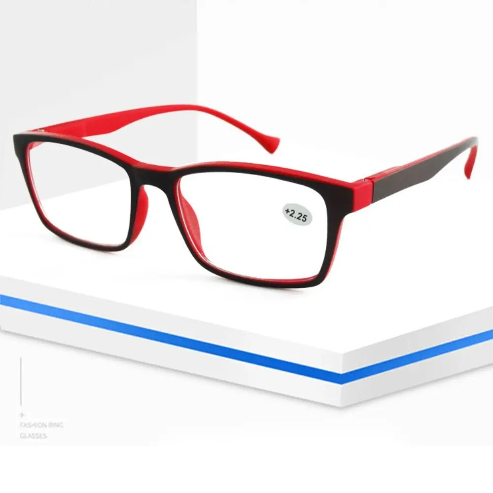 Portable PC Reading Glasses Decorative Glasses Brown Grey Red Blue Frame Glasses Rectangle Anti Blue Light Eyeglasses Readers