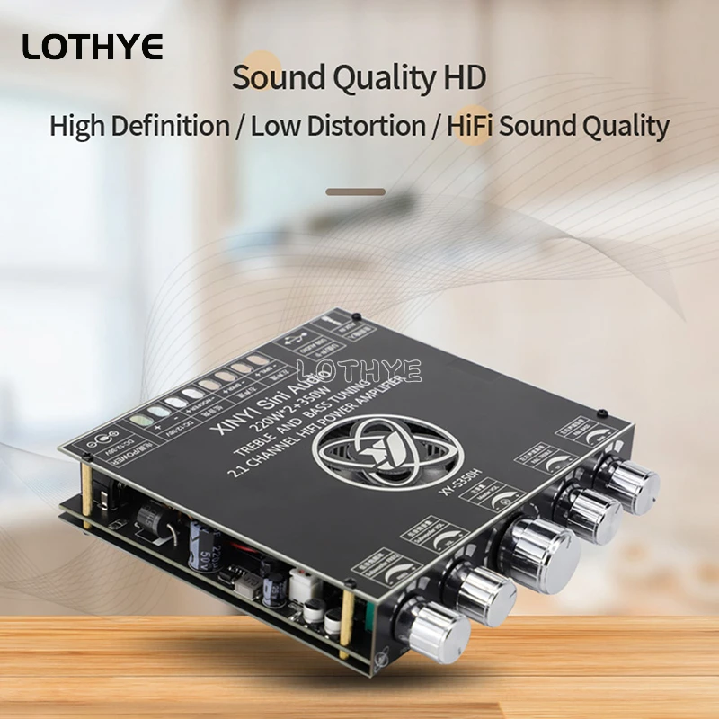 2.1 Channel TPA3251D2 Bluetooth 5.1 220W*2+350W HIFI Power Sound Amplifier Board Module Treble Bass Subwoofer AMP AUX S350H