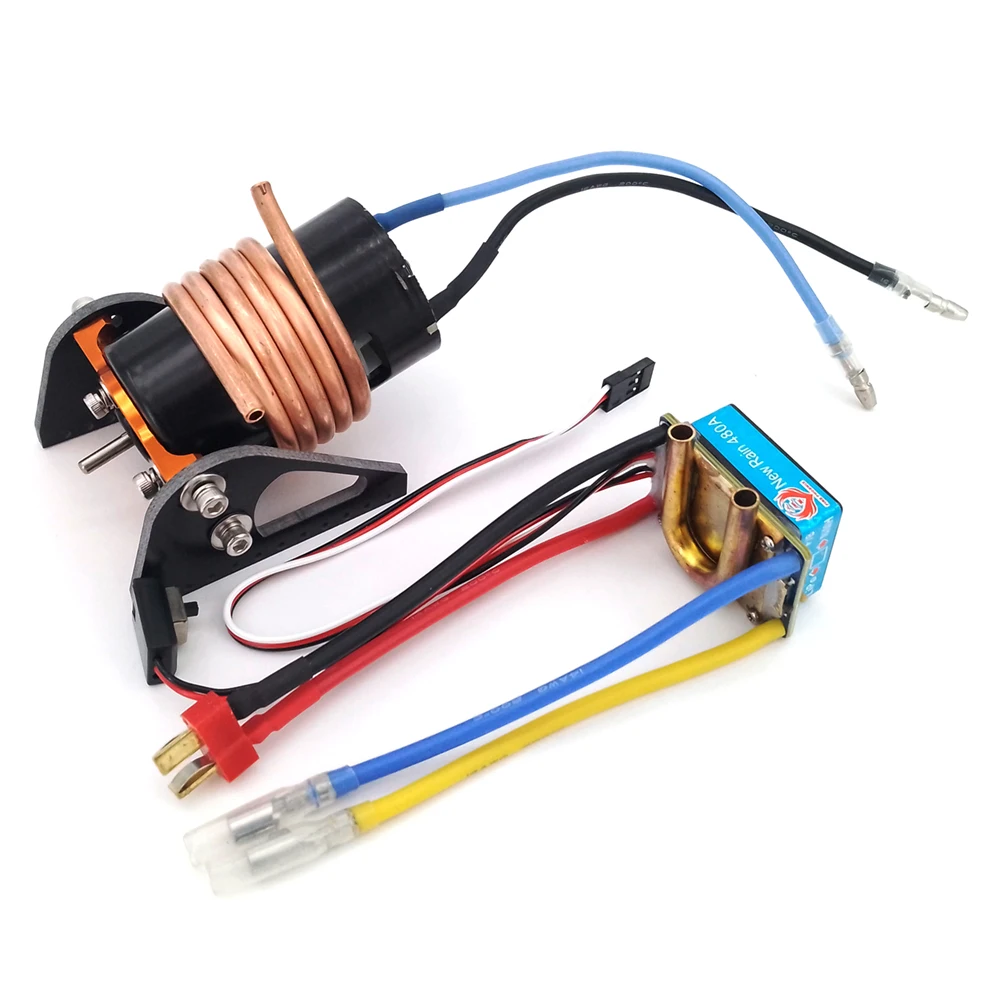 

2-3S Water Cooling DC 550 Motor + 80A ESC Speed Controller + Motor Mount for RC Boat Fishing Bait Tug Marine Jet Boat