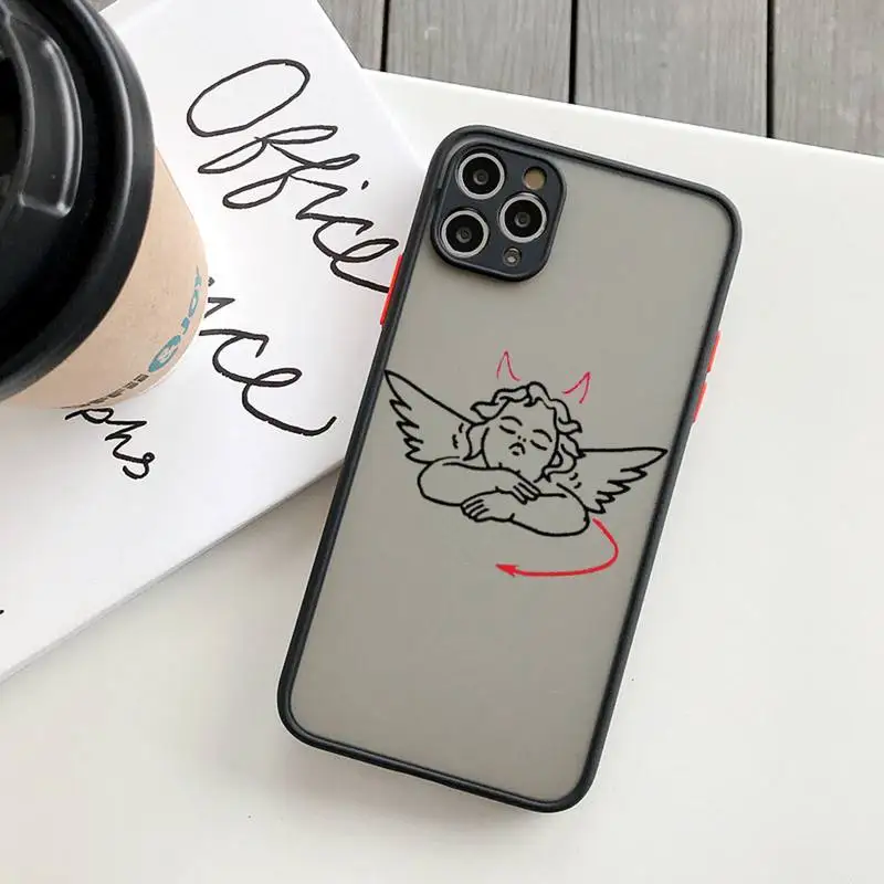 Crying angel demon line art Phone Case matte transparent For iphone 14 11 12 13 plus mini x xs xr pro max cover