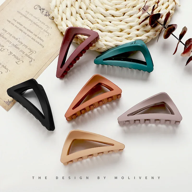 Plastic Triangle Hair Claw Hair Clip for Women Girls Solid Color Barrettes Hairpin Crab Ladies Korean Fashion Hair Accessories image 3