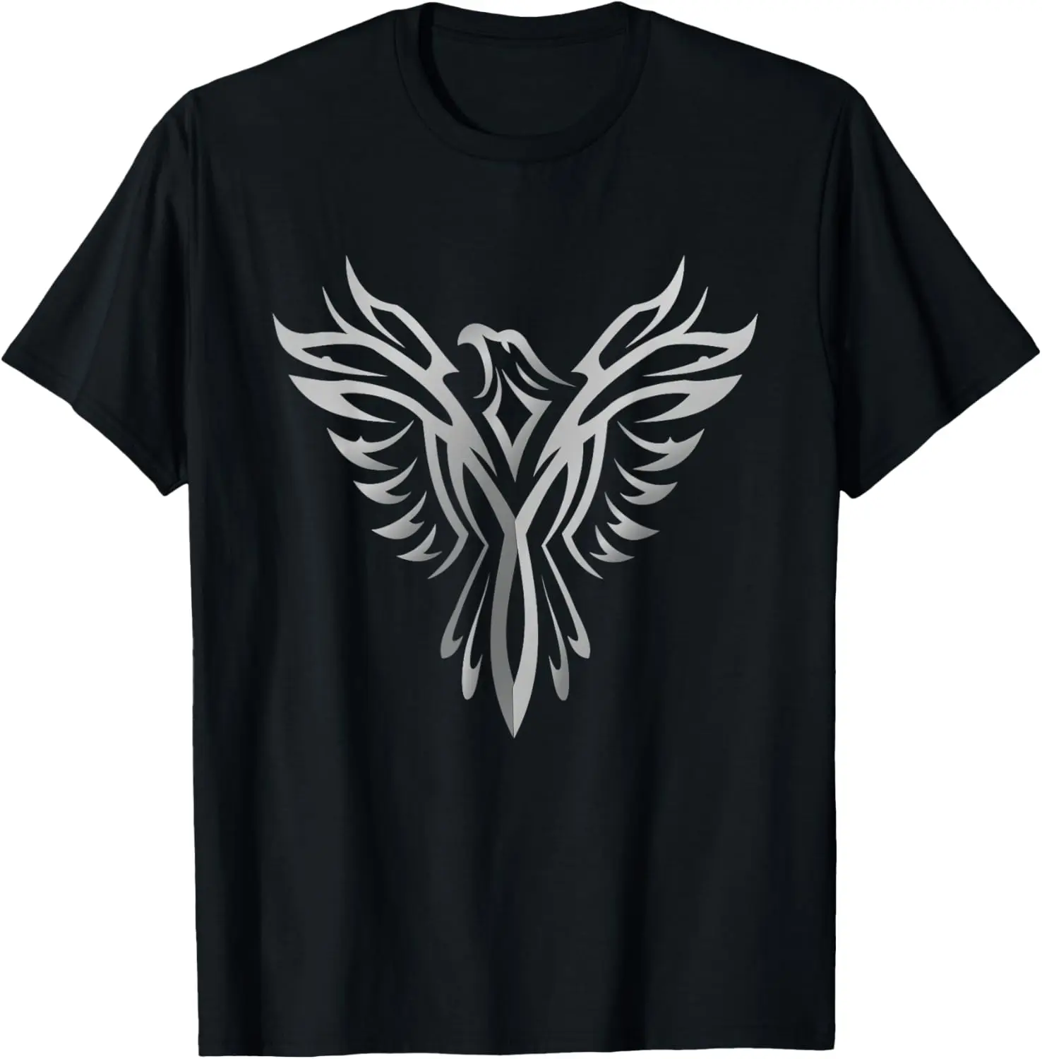 Phoenix T-Shirt, Silver Animal Graphic Art Design Shirt T-Shirt