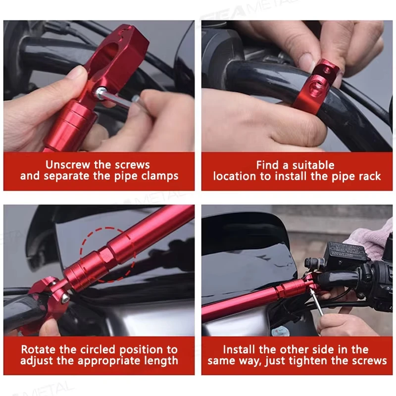 Motorrad-Dickes Ausgleichsstangen-Set, universell, 22 mm, Aluminium-Querstange, verstärkter Lenker, verlängerter Motorrad-Lenkergriff, verstärkter Hebel – Detail 3