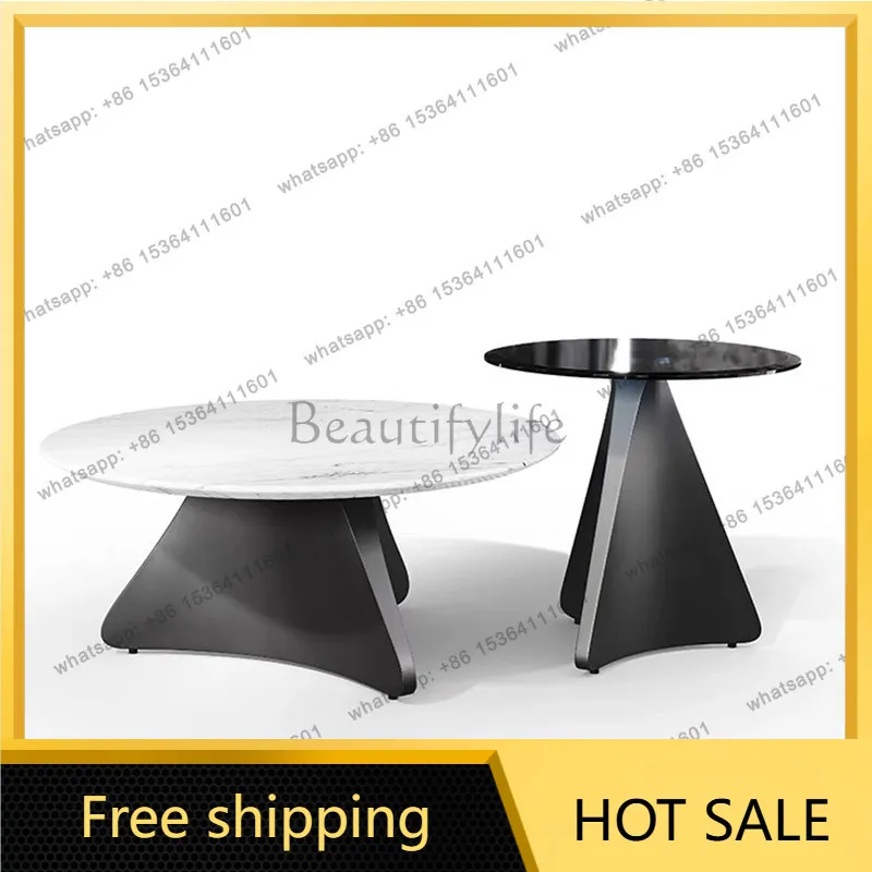 XX. Italian minimalist marble coffee table light luxury small apartment round combination set