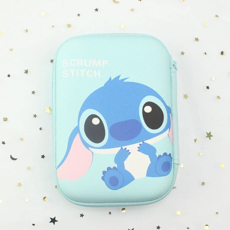 Disney Lilo and Stitch Charger Cable USB Storage Bags Cute Cartoon Earphone Phone Data Line Storage Box Protector Case Portable