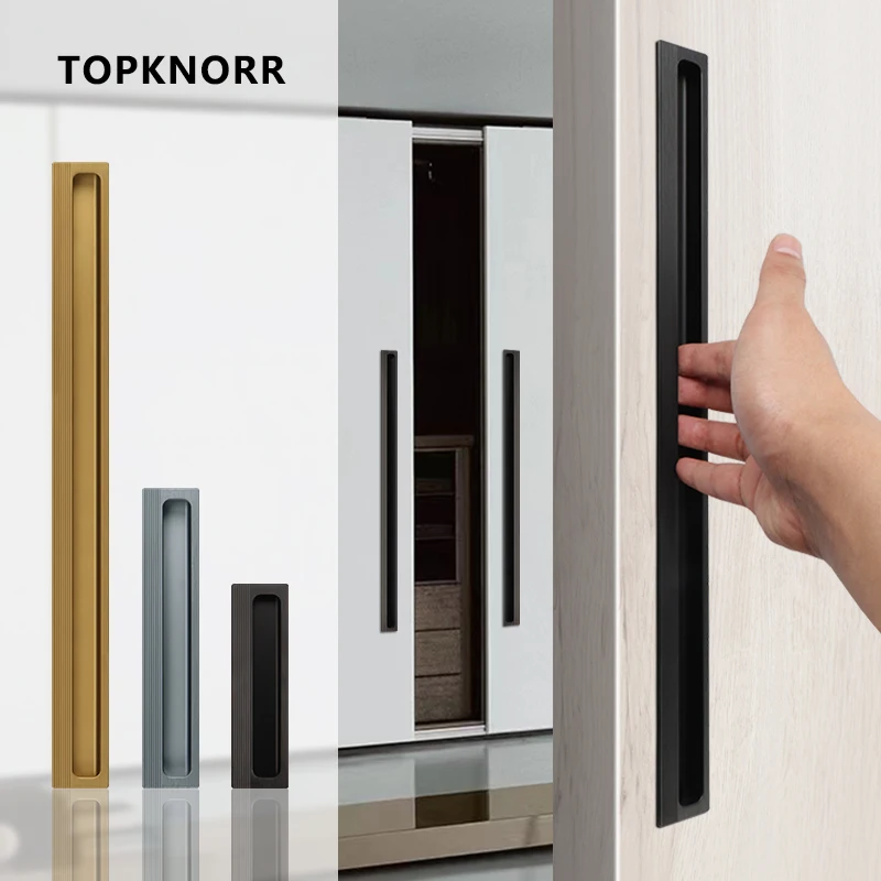 Cabinet Door Handle Hole-Free Built-in Button Hand Modern Simple Sliding Door Closet Handle Drawer Shoe Cabinet Hidden Handle
