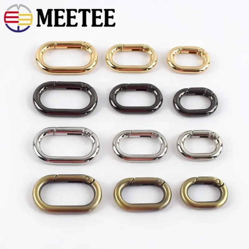 5/10pcs 16/20/25/32/40mm Spring Oval O Ring Metal Buckle Bag Strap Buckles Dog Collar Carabiner Keychain DIY Handbag Accessories