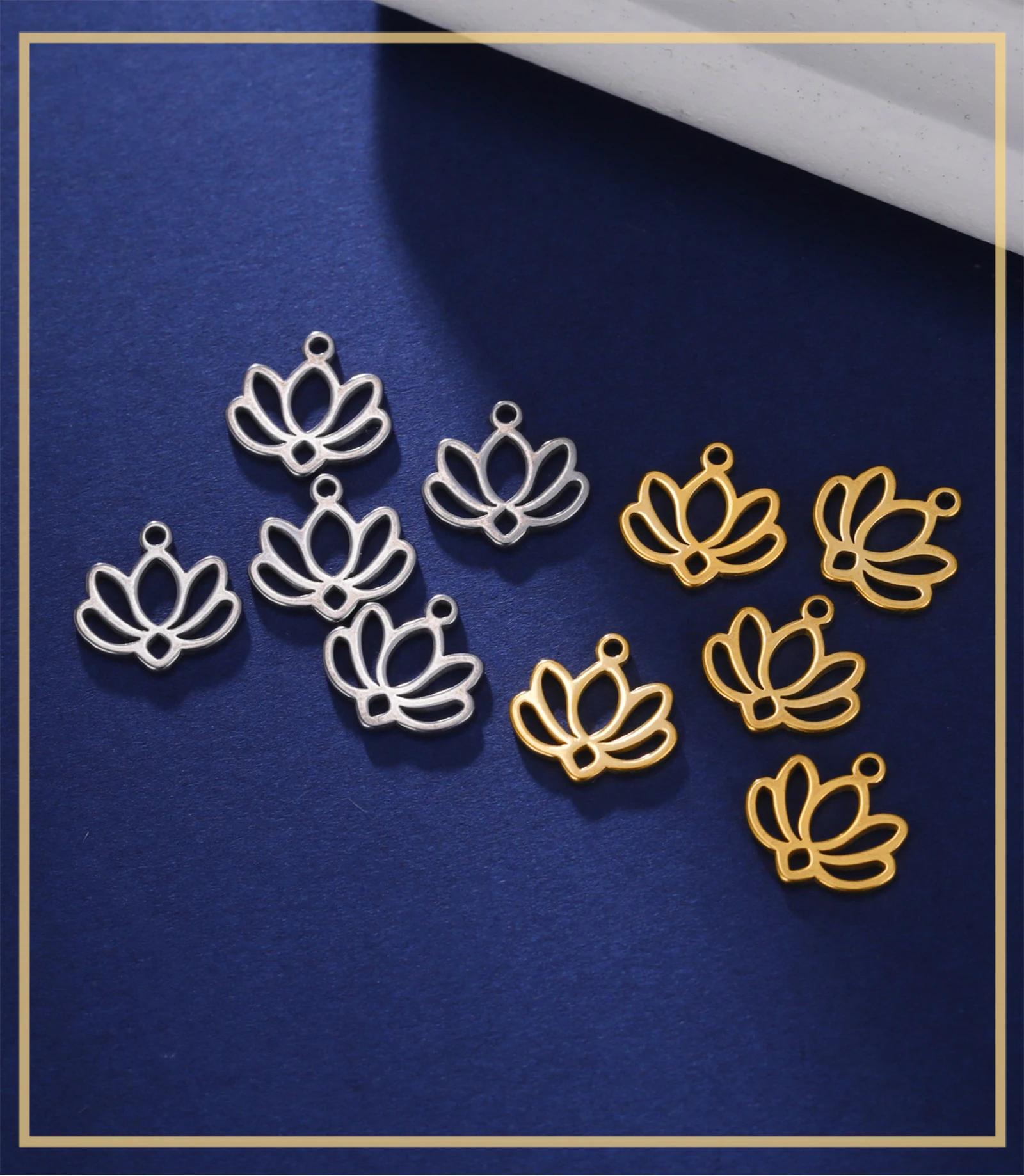 Skyrim 5 Stück/Set Edelstahl Lotusblumen-Anhänger für Schmuckherstellung Chakra Buddhismus DIY Anhänger für Ohrringe Halsketten Armbänder – Detail 1