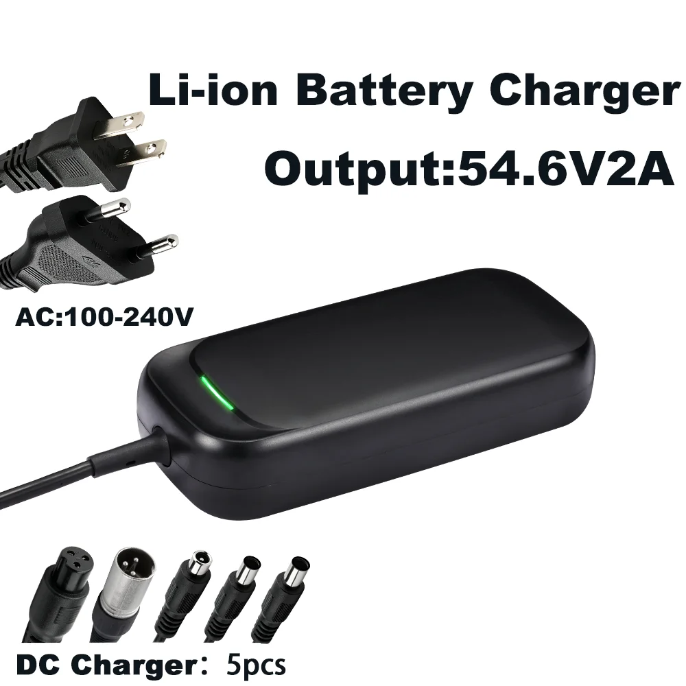 54.6V 2A 109.2W Power Supply Adapter for 48V 13S Lithium Battery Pack Intelligent CC CV Charging Unit Electric Scooter E Bike