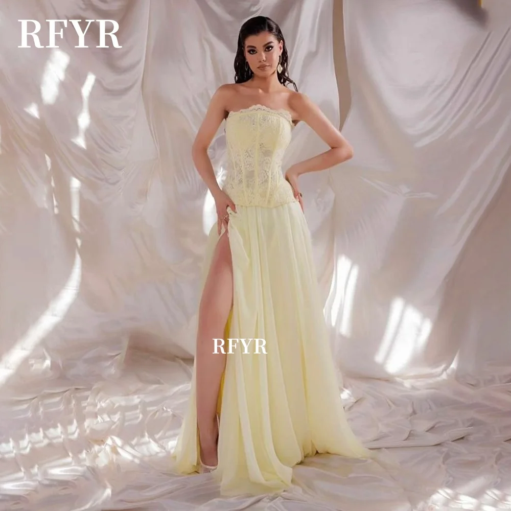 

RFYR A Line Party Dress Lace Evening Dress Pleats Celebrity Dress for Women Gala مناسبة رسمية Vestidos Customized